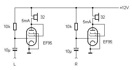12V-Kopfhörerverstärker mit EF95 oder 6K4P 12V-Kopfhörerverstärker mit EF95 oder 6K4P