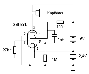 Einröhren-Tongenerator mit der russischen Batterieröhre 2SH27L