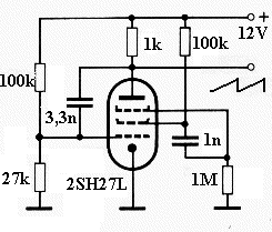 Sägezahngenerator mit der russischen Batterieröhre 2SH27L Sägezahngenerator mit der russischen Batterieröhre 2SH27L